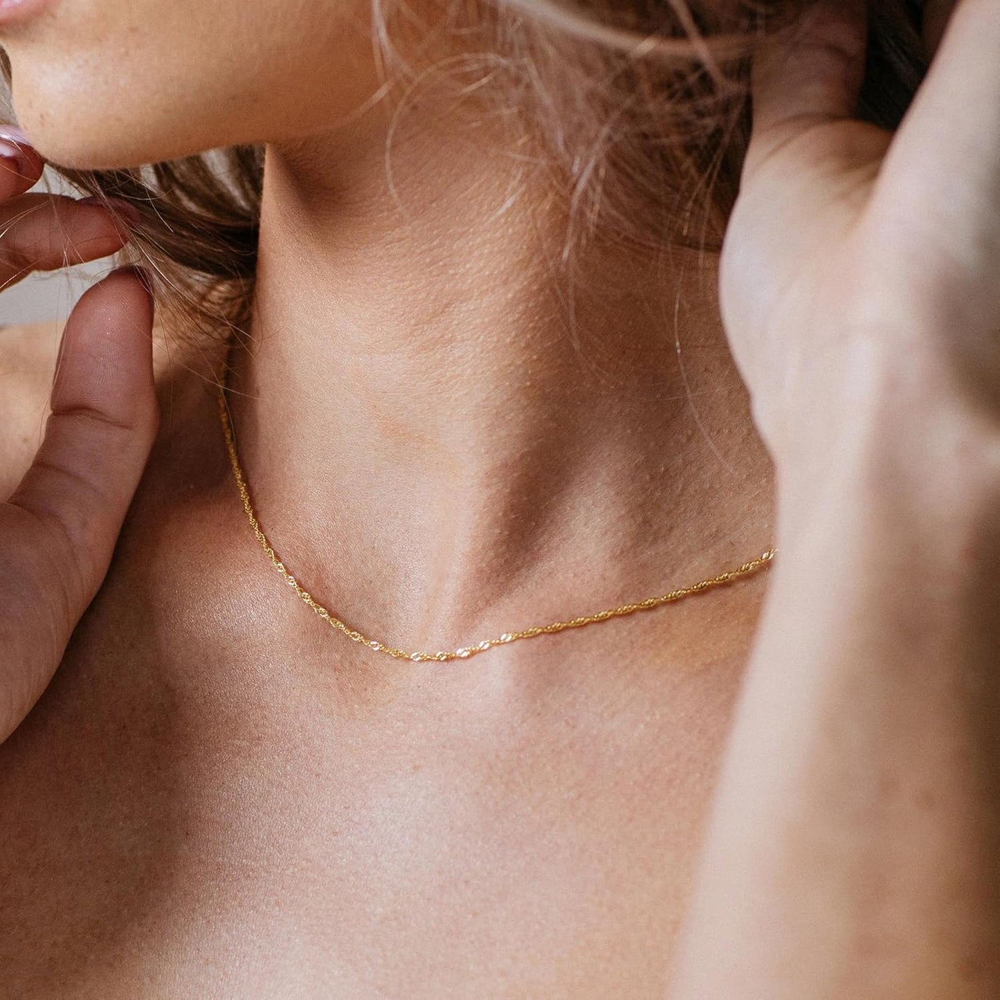 BAYLAY Collar de cadena de oro para mujer, chapado en oro de 18 qui...