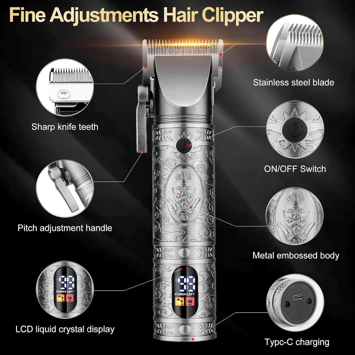 QREEYX Cortadora de pelo para hombre, recortadora de pelo en T, rec...
