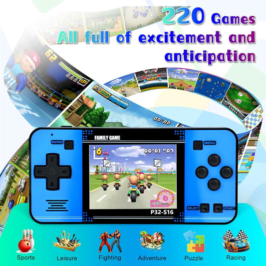 Juego de mano para niños, videojuegos integrados de 220 bits de 32...