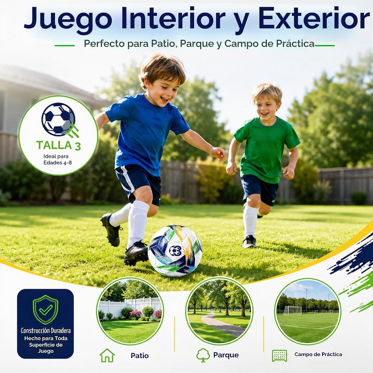 Innotoys Balón de fútbol tamaño 5, tamaño 4, tamaño 3, desinflado,...