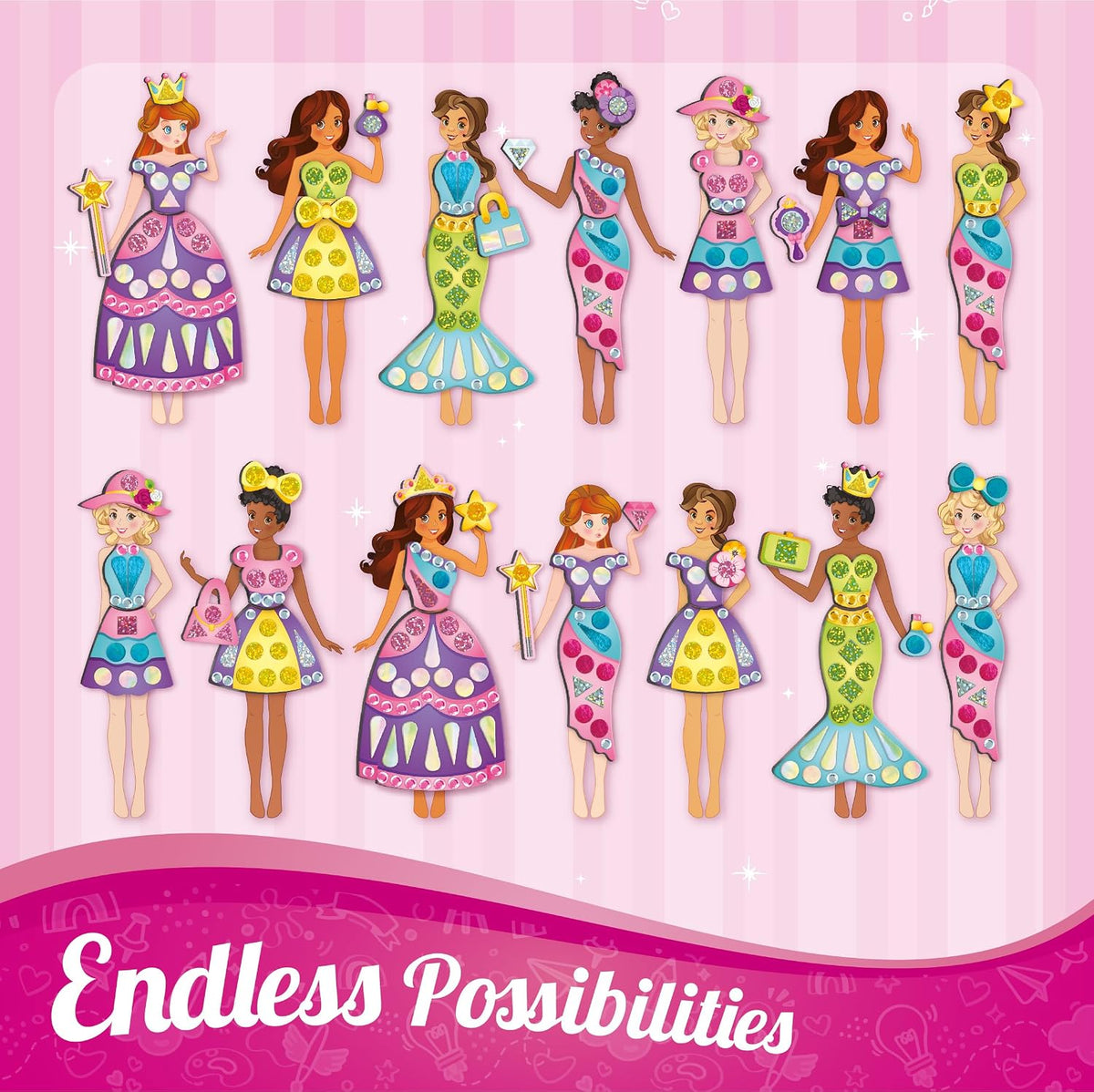 Imagimake Princesa magnética de bricolaje, 30 vestidos magnéticos y...