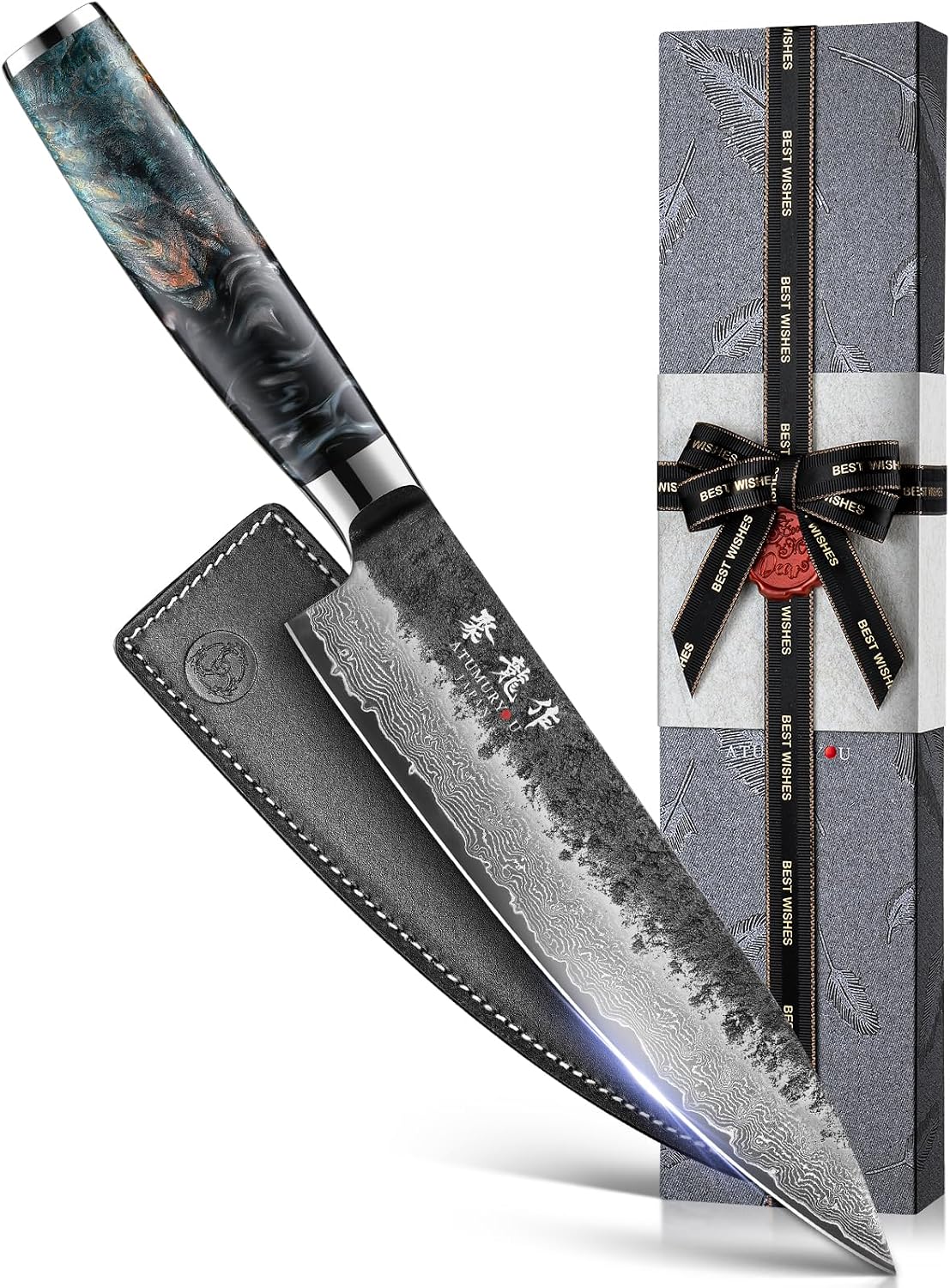 8" cuchillo de chef japonés, maquinilla de afeitar afilada a ma...