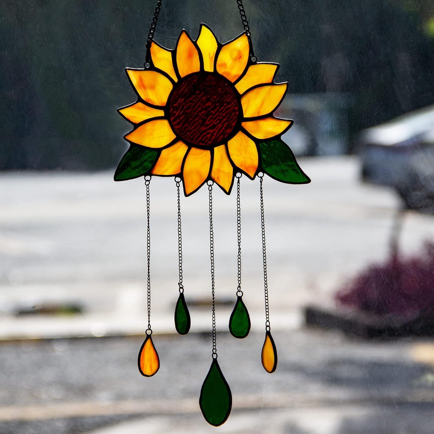 Colgante de Vitral de Girasol HAOSUM, Decoraciones de Fiesta de Cum...