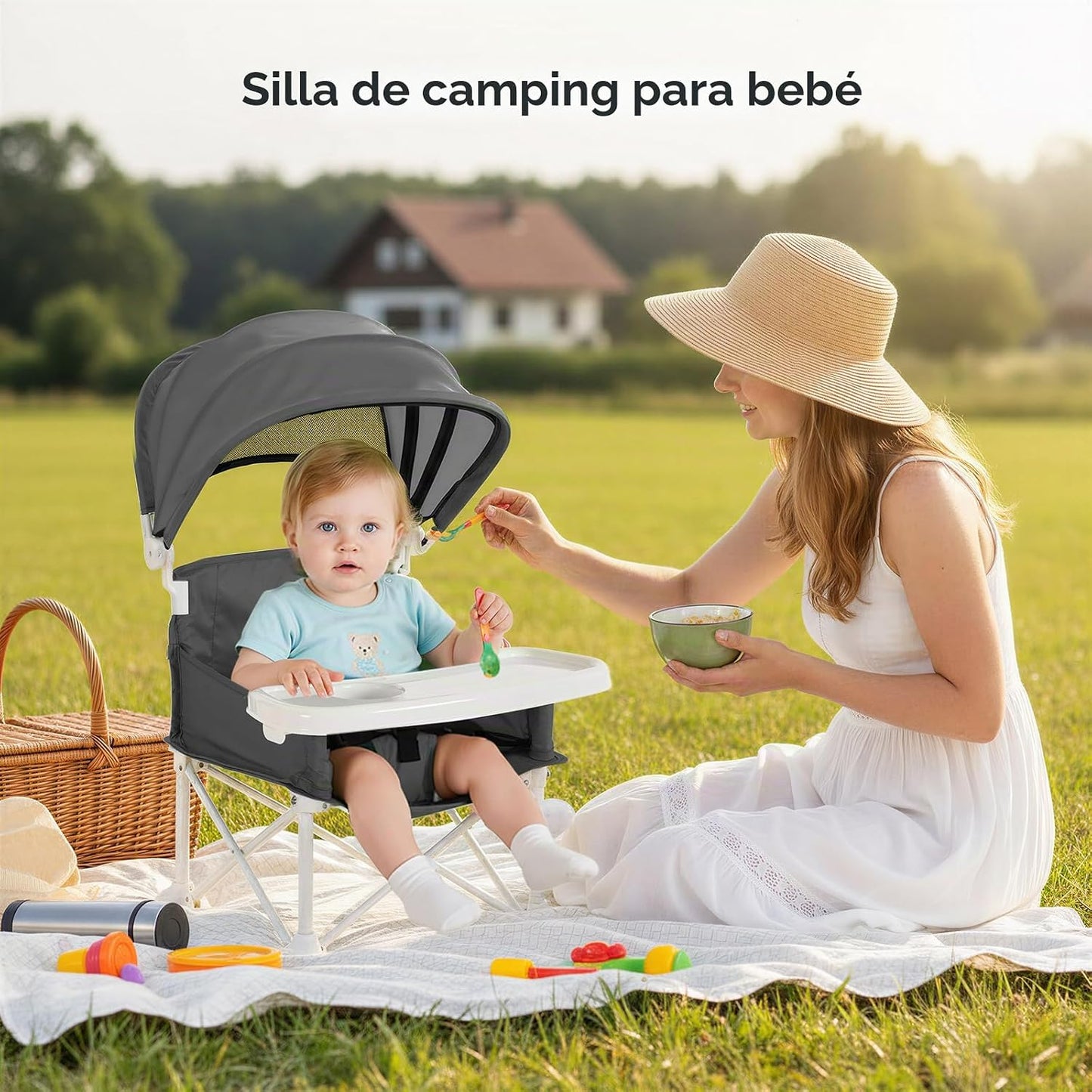 Cochildor - Silla de bebé portátil 4 en 1, asiento elevador plegabl...