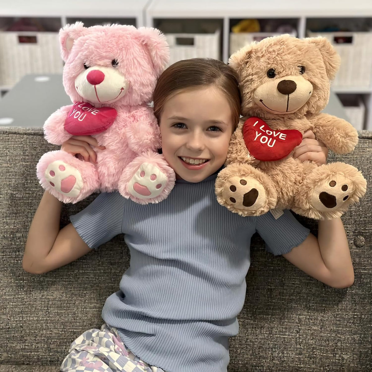BENINY Oso de peluche de 12" con corazón, lindo oso de peluche...