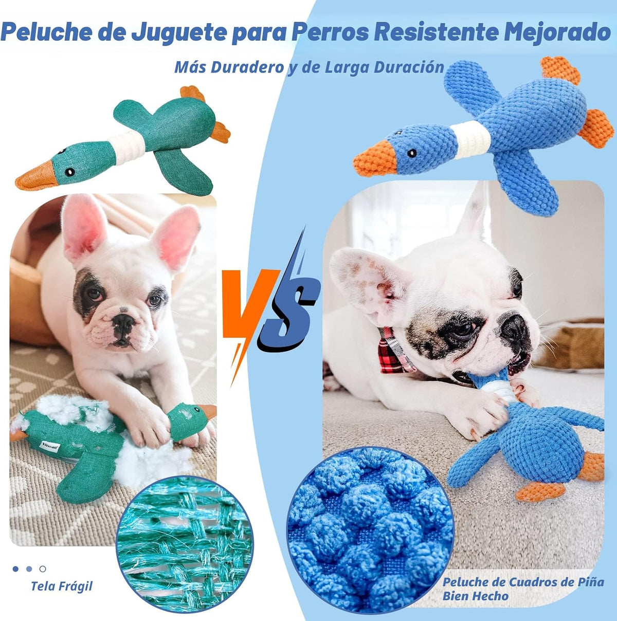 Vitscan Paquete de 2 Juguetes Resistentes de Ganso para Perros Mast...