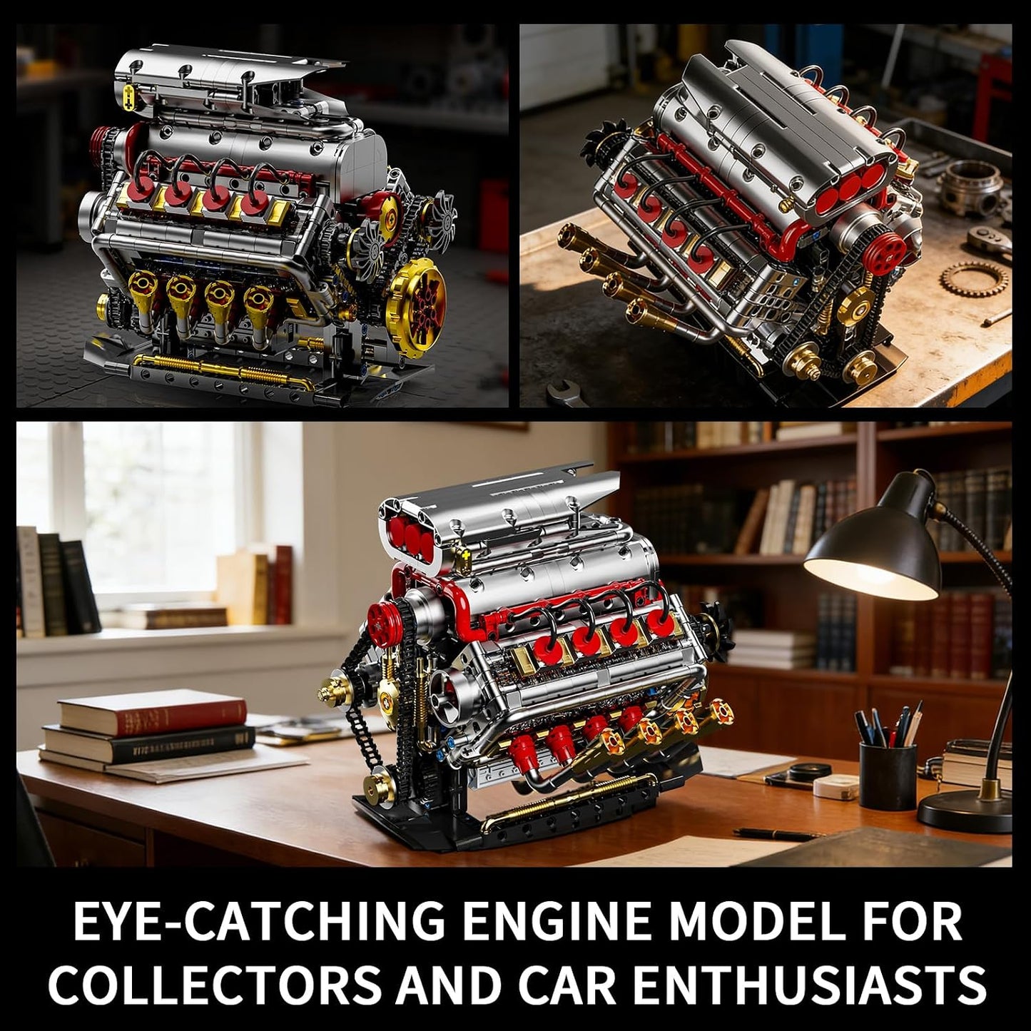 BseSparklion V8 Kit de modelo de motor que funciona, juego de const...