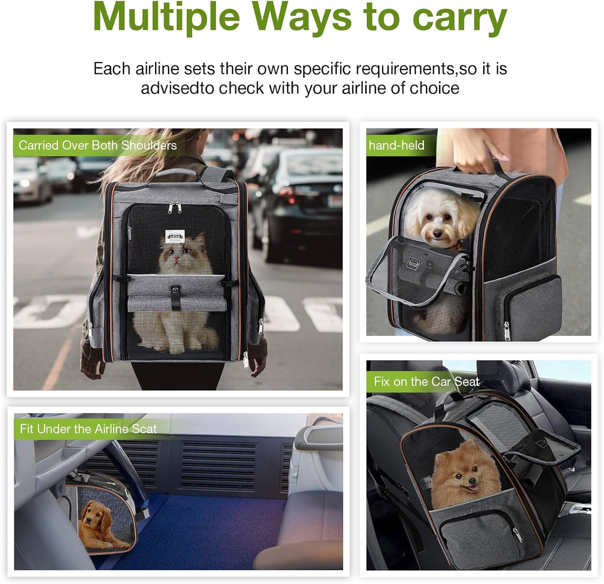 Lekebobor Mochila transportadora para gatos, transportador de masco...