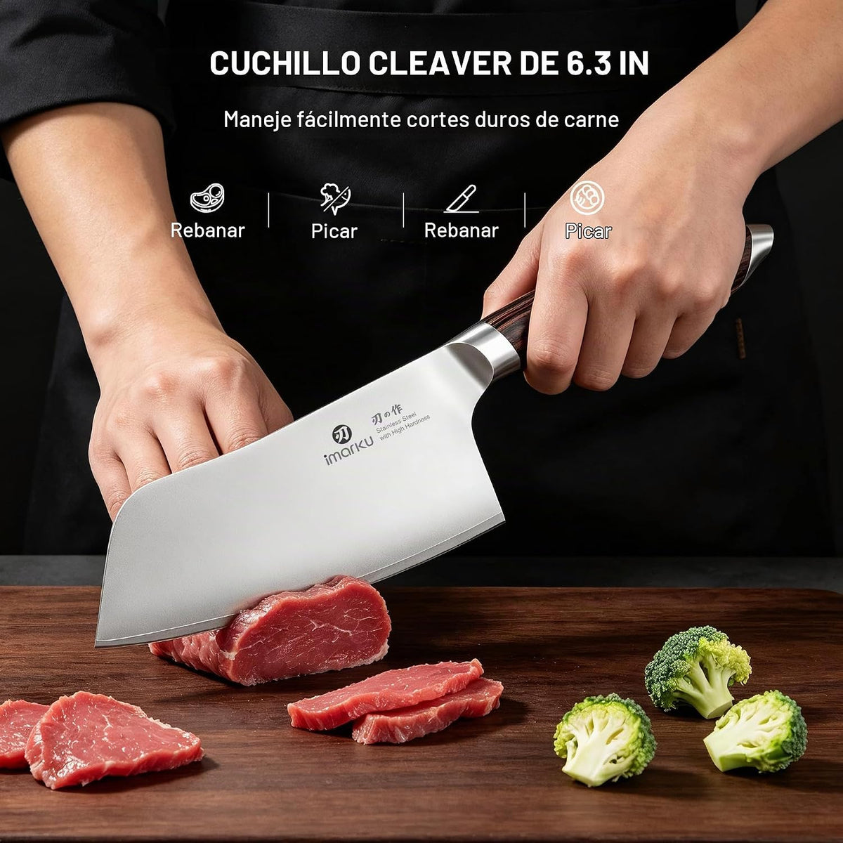 imarku Cuchillo de carnicero japonés de acero inoxidable de alto ca...