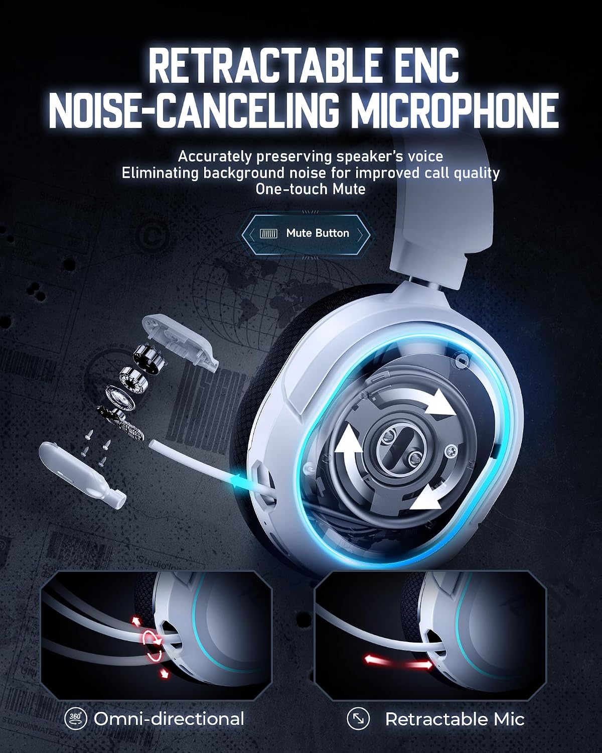 Auriculares inalámbricos para juegos, sonido envolvente 7.1, auricu...