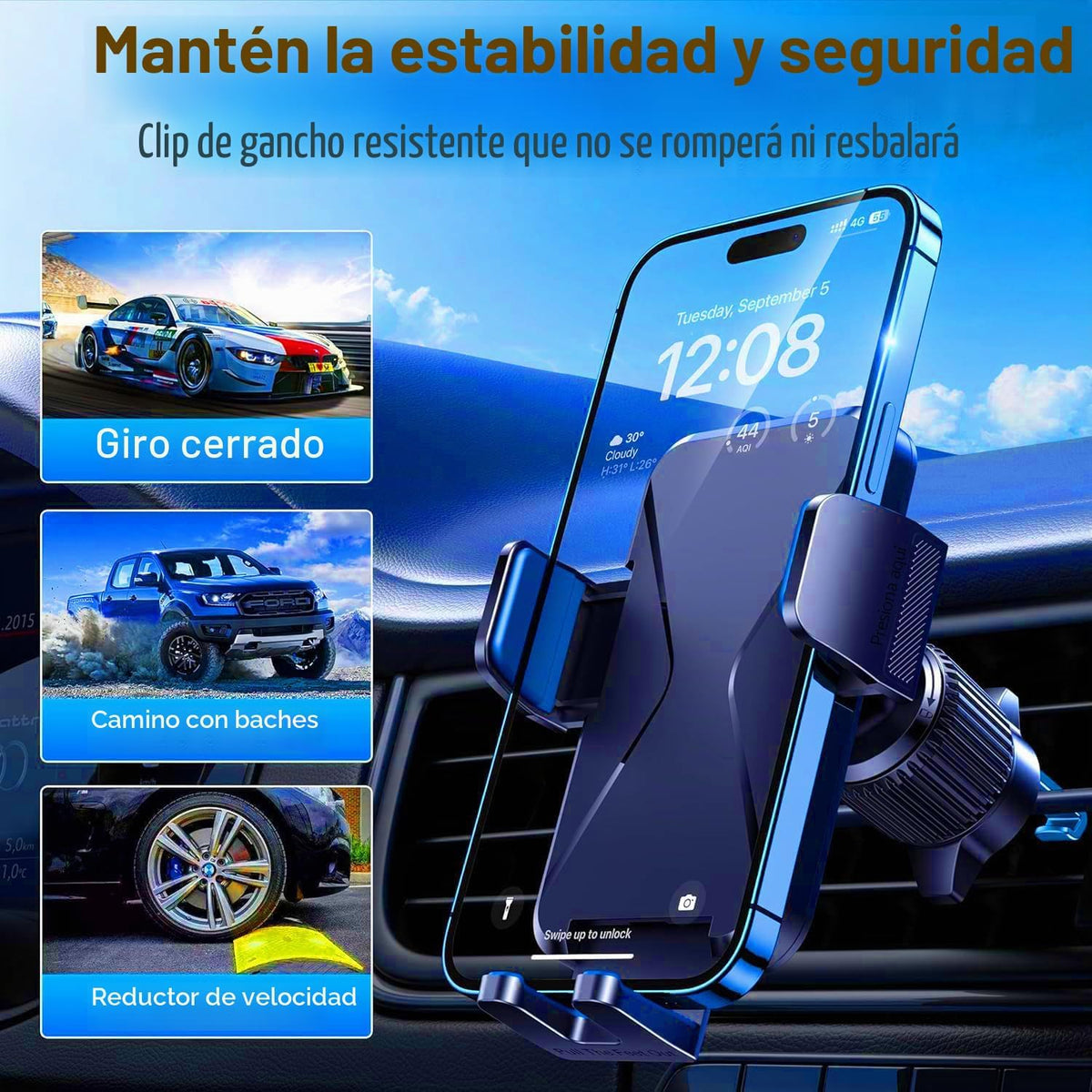 Qifutan Soporte para teléfono celular para montaje en coche, soport...