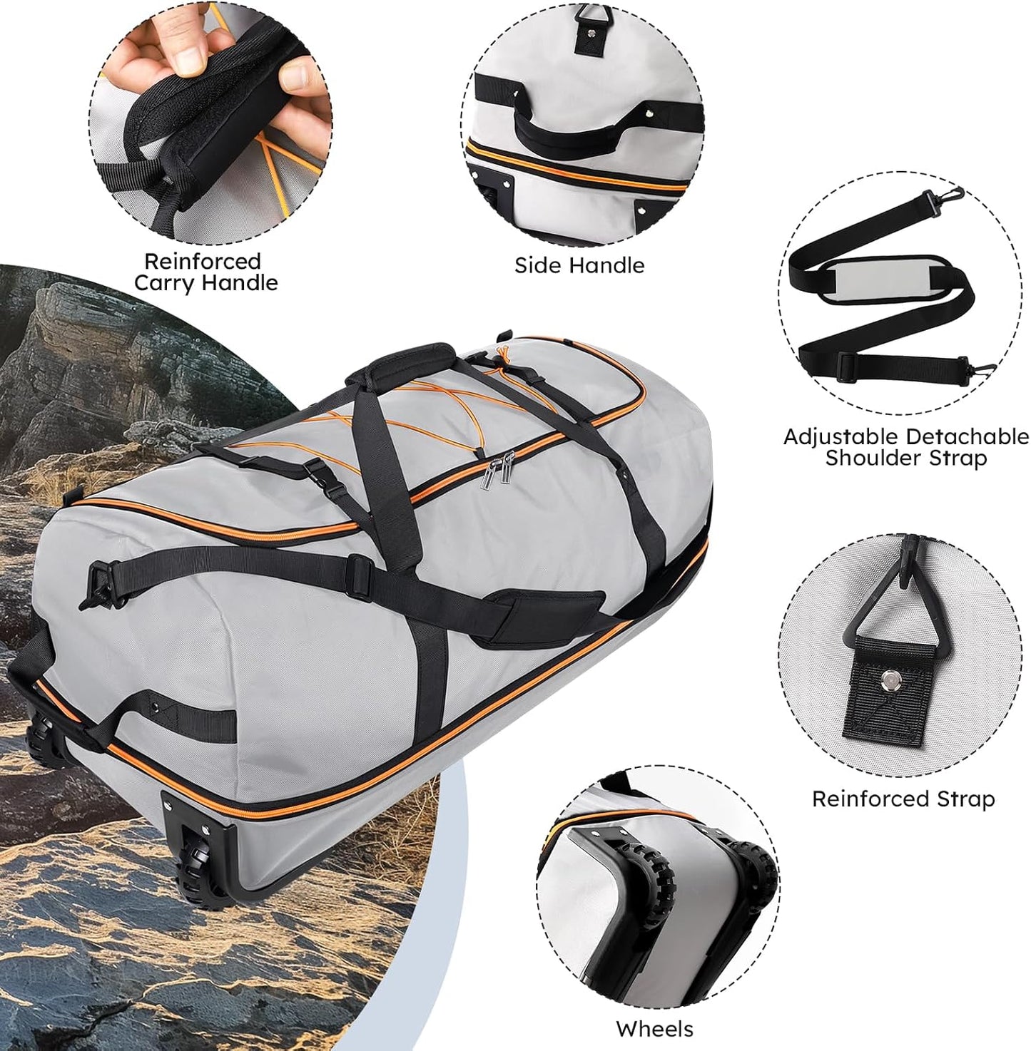 Vrtisa Bolsa de lona plegable Oxford con lados suaves y 2 ruedas re...