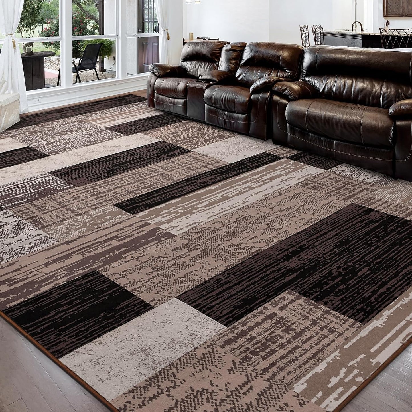 FlyDOIT Alfombra de Área Moderna Geométrica de Retazos, 5x8 pies, A...