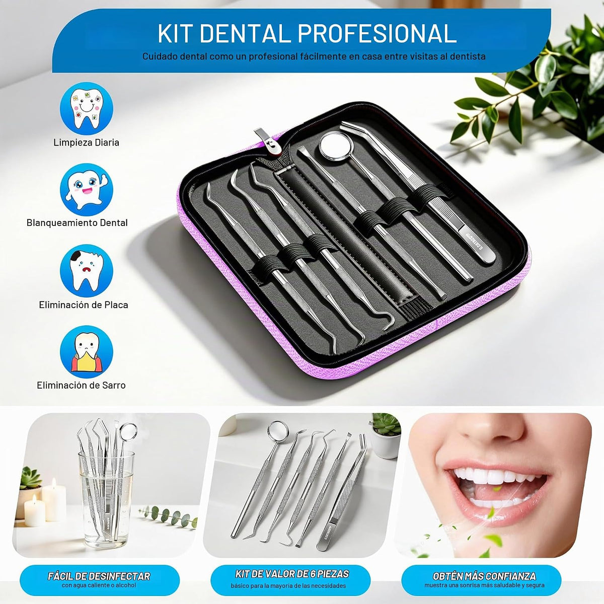 G.CATACC Herramientas dentales, juego de herramientas de higiene pa...