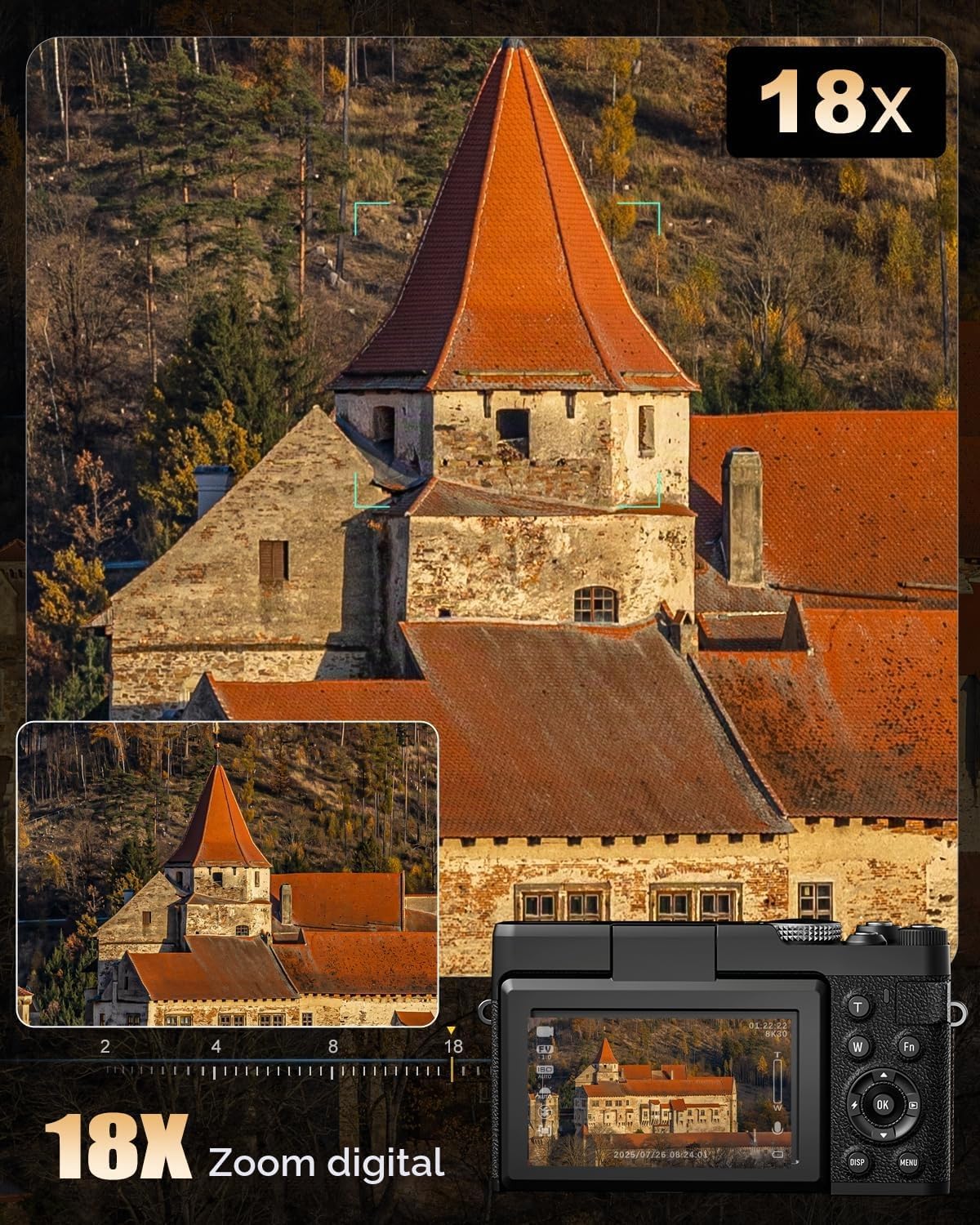 NBD Cámaras digitales 5K 64MP para fotografía, zoom digital 18X, pa...