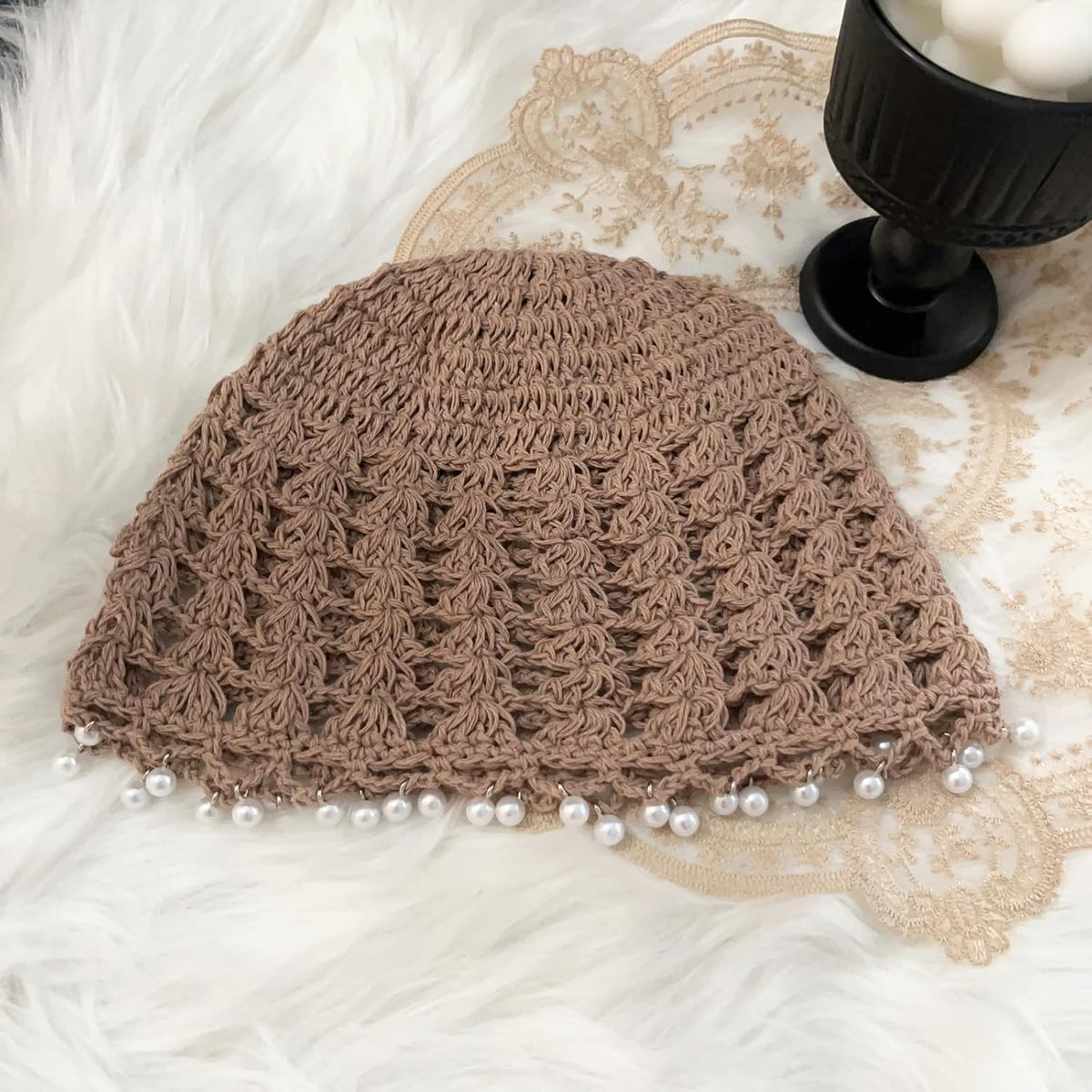 Zxcog Gorro de calavera de ganchillo para mujer, hecho a mano, con...