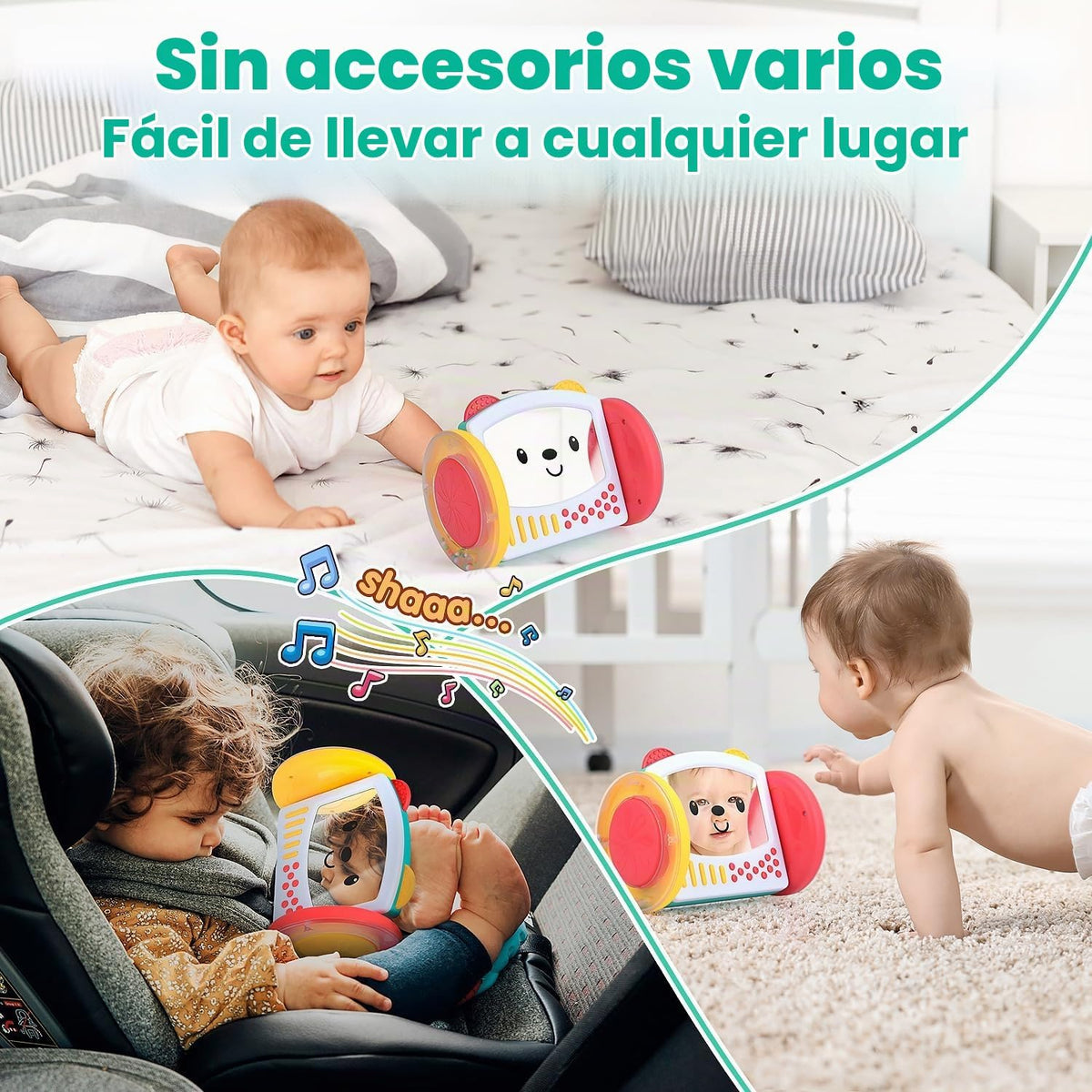 PLAY Juguete de actividad de espejo para el tiempo boca abajo para...