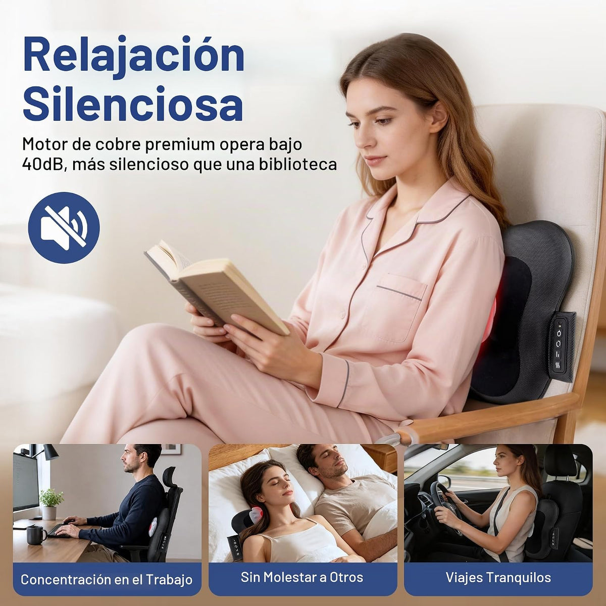 Masajeador inalámbrico de espalda y cuello con calor, tejido profun...