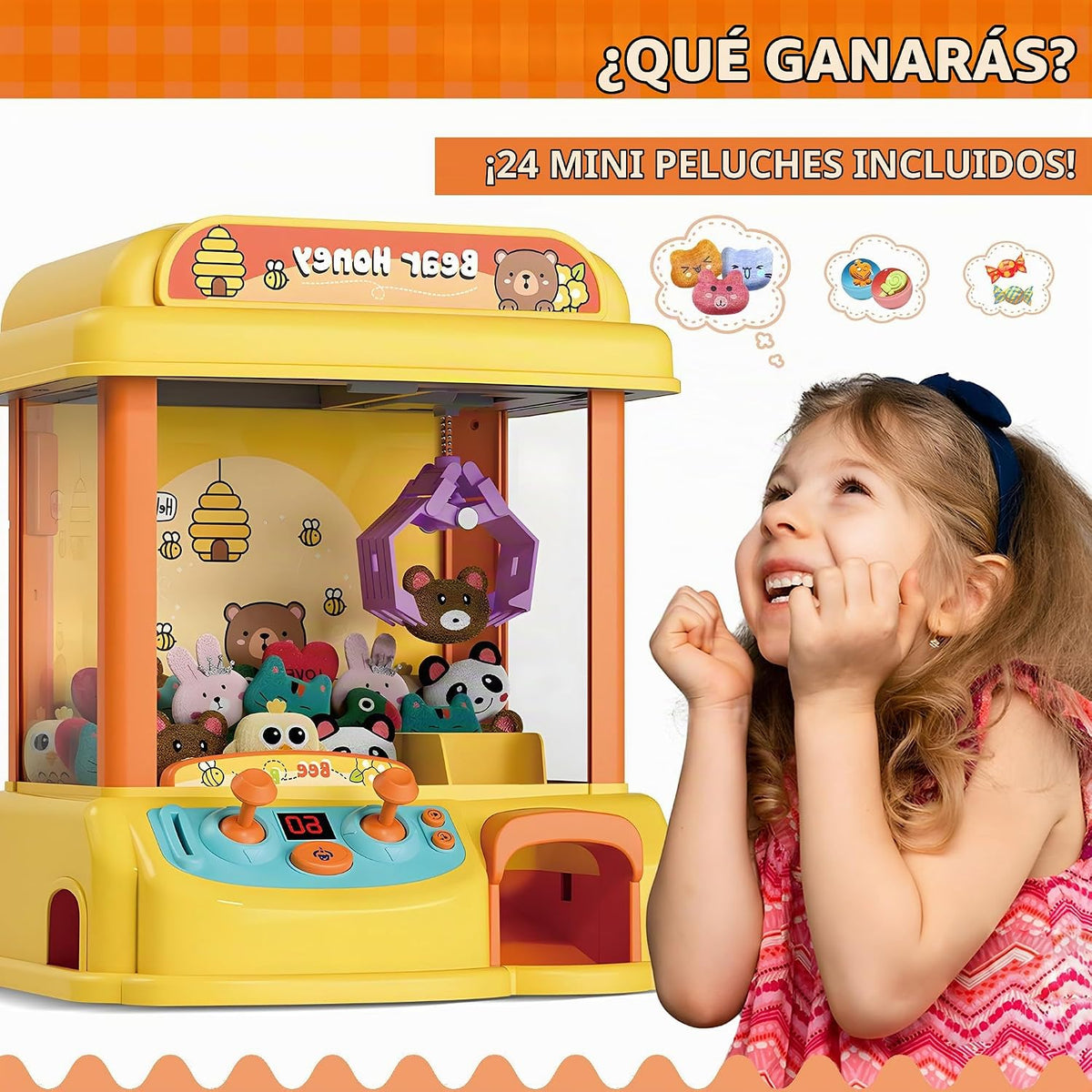 ROHSCE - Máquina de pinza para niños, máquina expendedora de juguet...