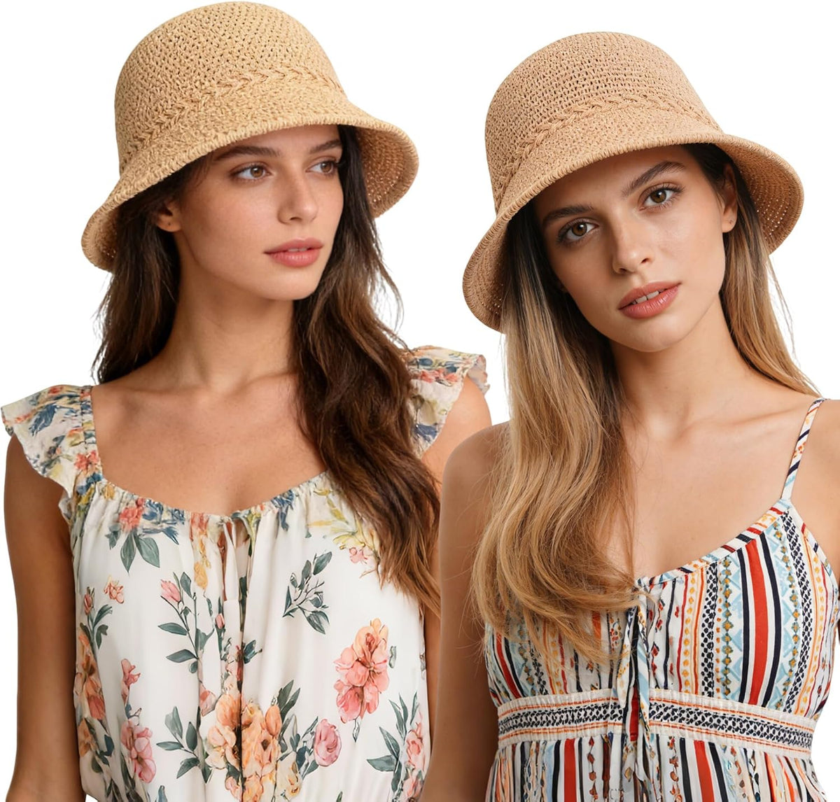 Sombrero de pescador de ganchillo para mujer, sombrero ligero de pa...