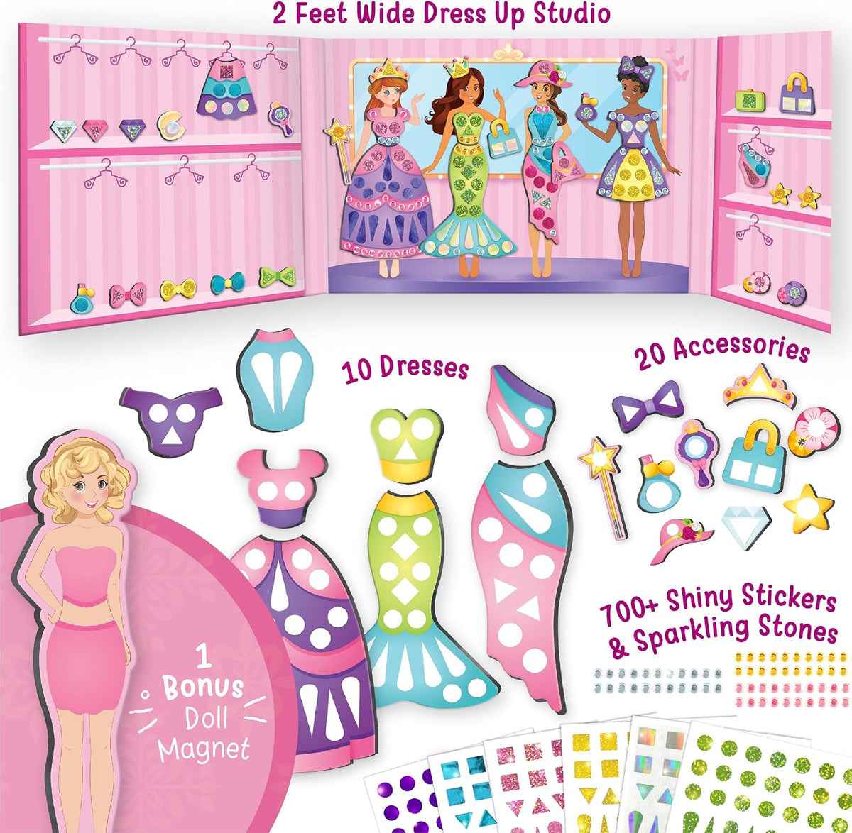 Imagimake Princesa magnética de bricolaje, 30 vestidos magnéticos y...
