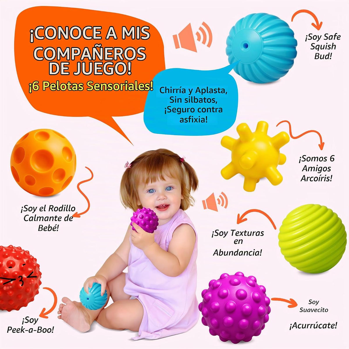 ROHSCE Bolas de bebé para niños pequeños de 1 a 3 años, juguetes de...