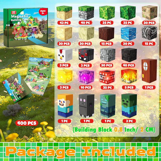 400 bloques magnéticos con bloques iluminados, juego de bloques de...