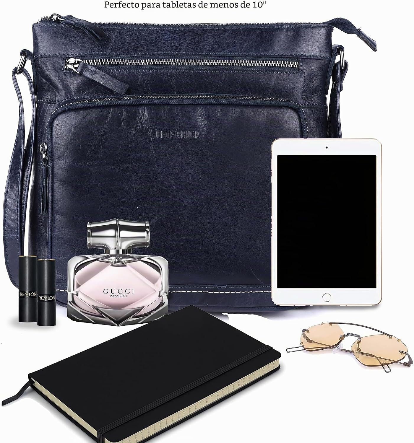 LEDERBUCK Olga - Bolso bandolera extragrande de piel auténtica para...
