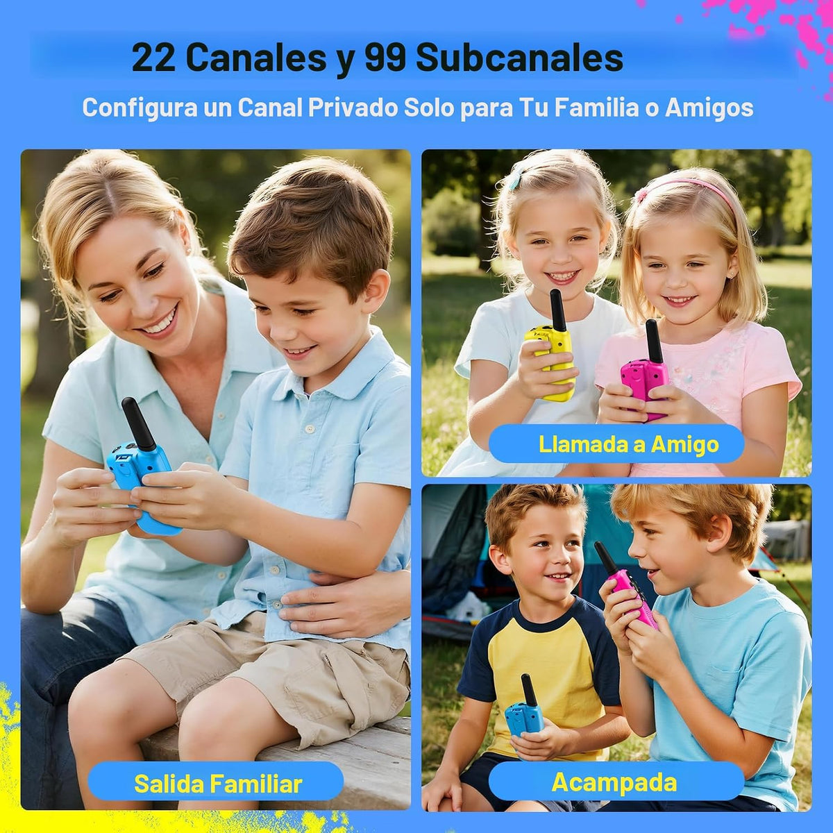 Walkie Talkies para niños, juguetes para niños y niñas de 4 a 6 año...