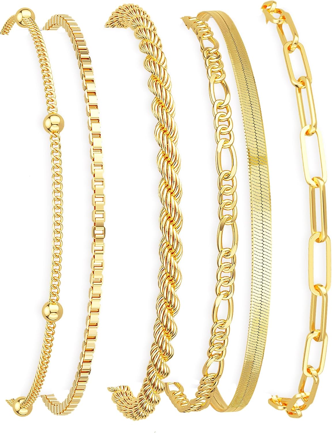 Dearmay Pulseras de oro para mujer, resistentes al agua, chapadas e...