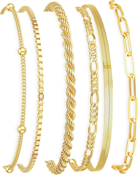 Dearmay Pulseras de oro para mujer, resistentes al agua, chapadas e...