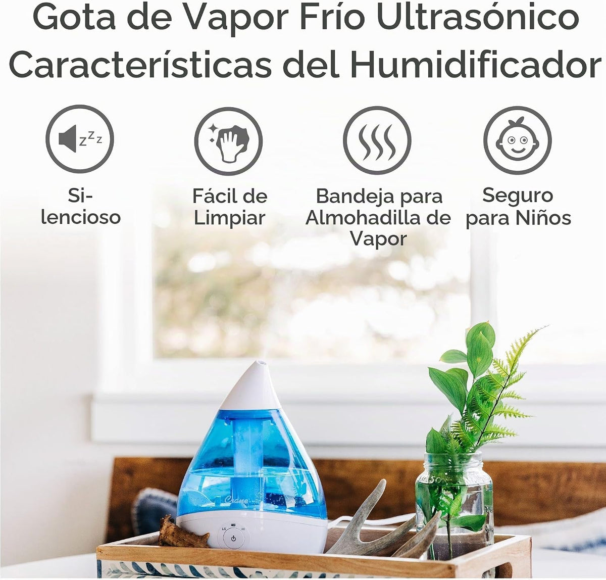 Crane Humidificador ultrasónico de neblina fría , Azul, TV209643, 1...