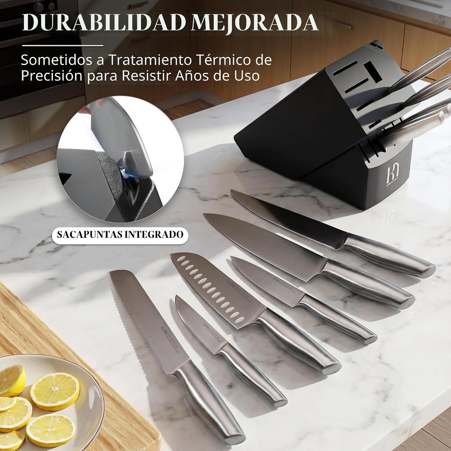 Juego de cuchillos KnifeSaga Premium, juego de bloque de cuchillos...