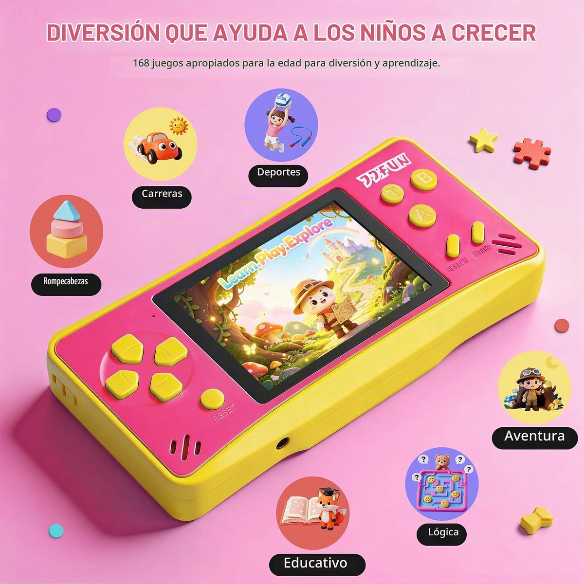 168 Reproductor de videojuegos incorporado Plug &amp; Play de mano...