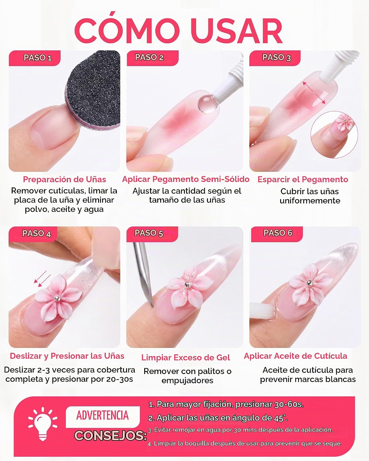 Makartt Pegamento de uñas a presión: 1 fl oz de gran capacidad, sem...