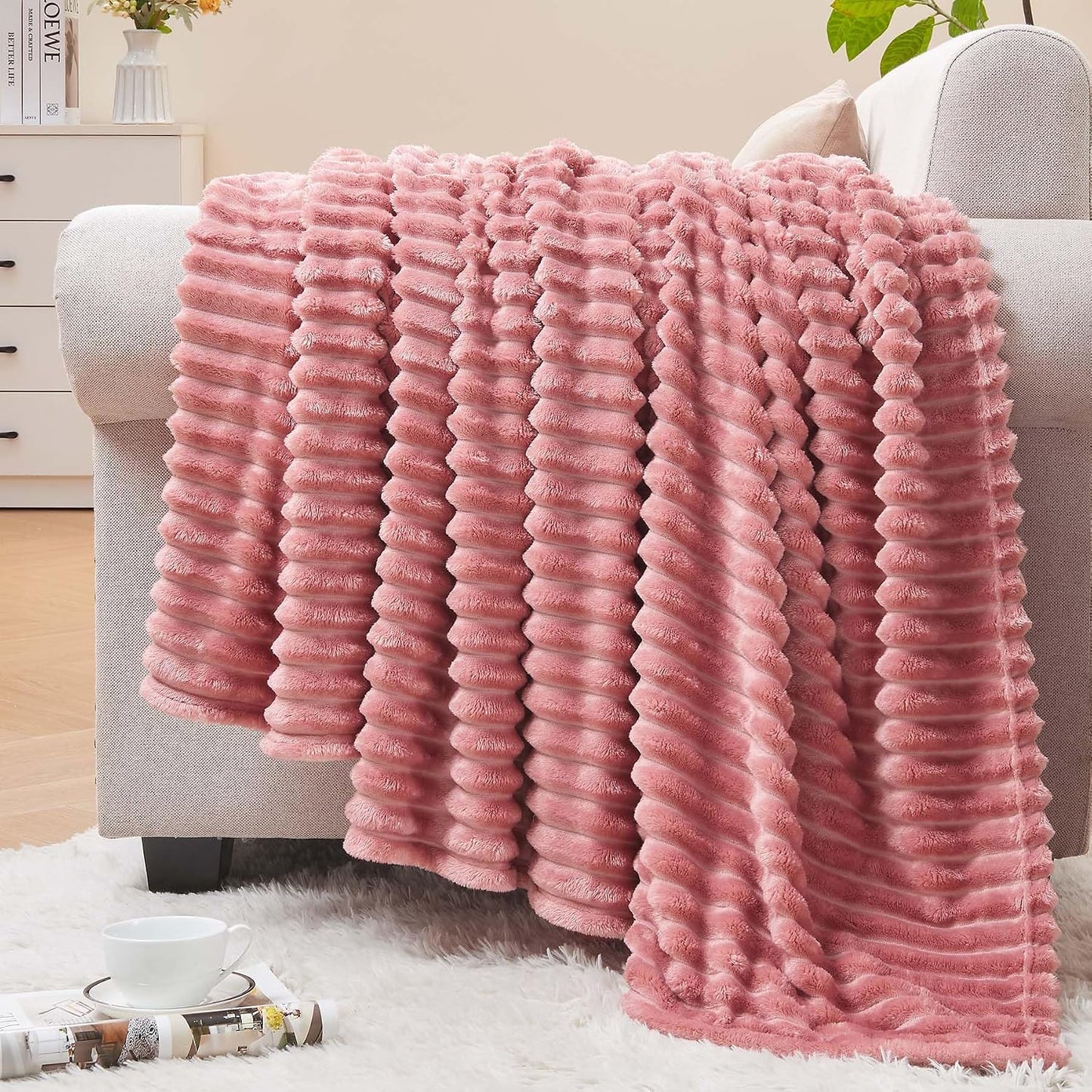 BEDELITE Manta de forro polar para sofá \u2013 Manta de jacquard ac...