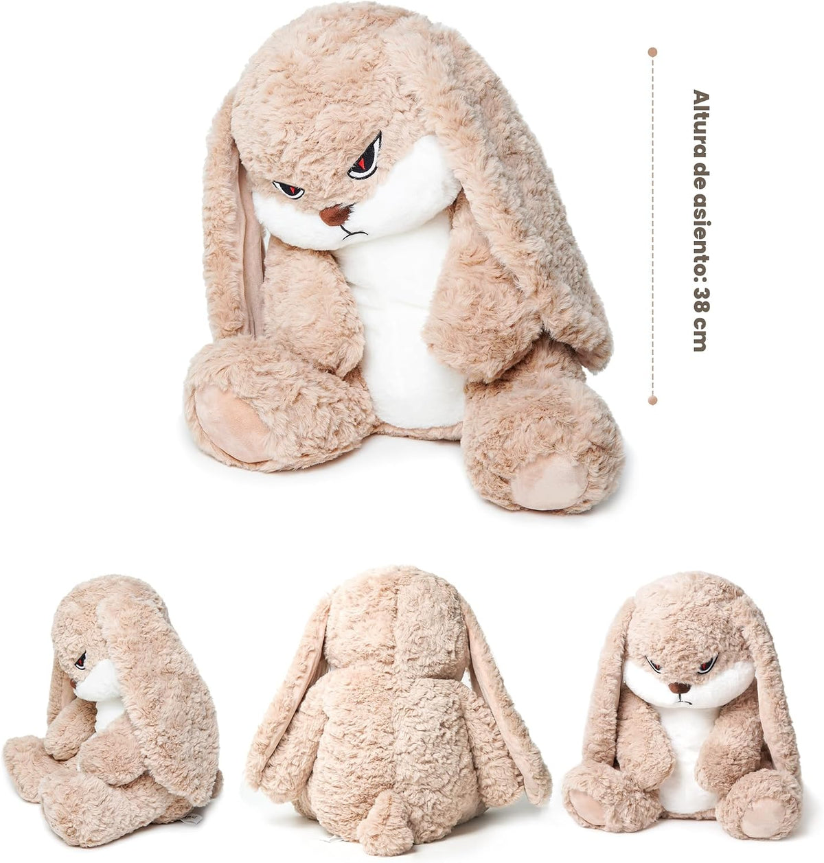 ZEIO Grumpy Bunny Peluche de Animal, Conejo de Peluche de 19.6"...