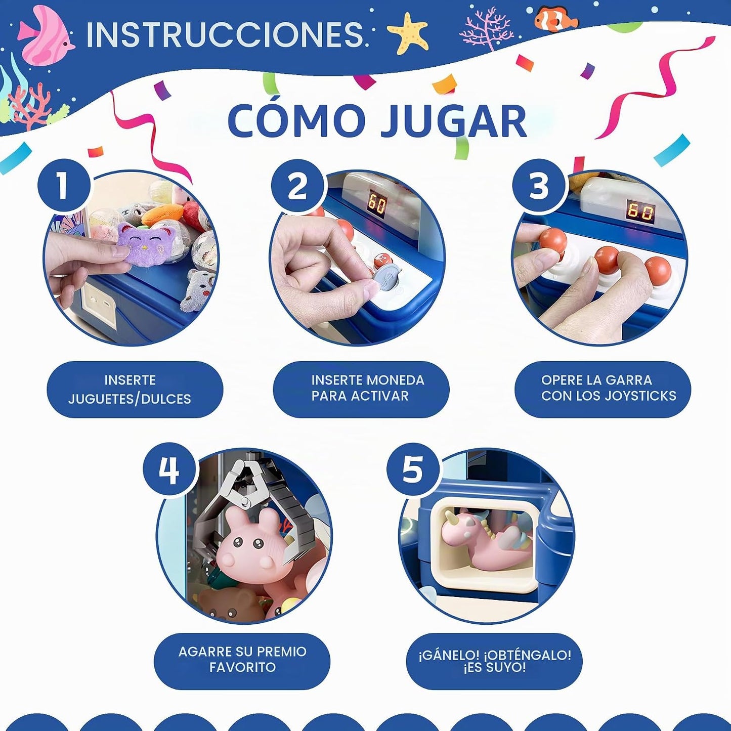 ROHSCE Máquina de Garras para Niños, Juguete de Juego de Arcade par...