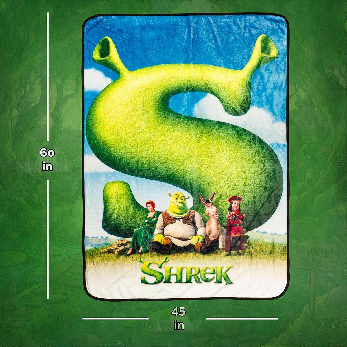 Silver Buffalo Shrek - Póster de película de burro, manta de forro...