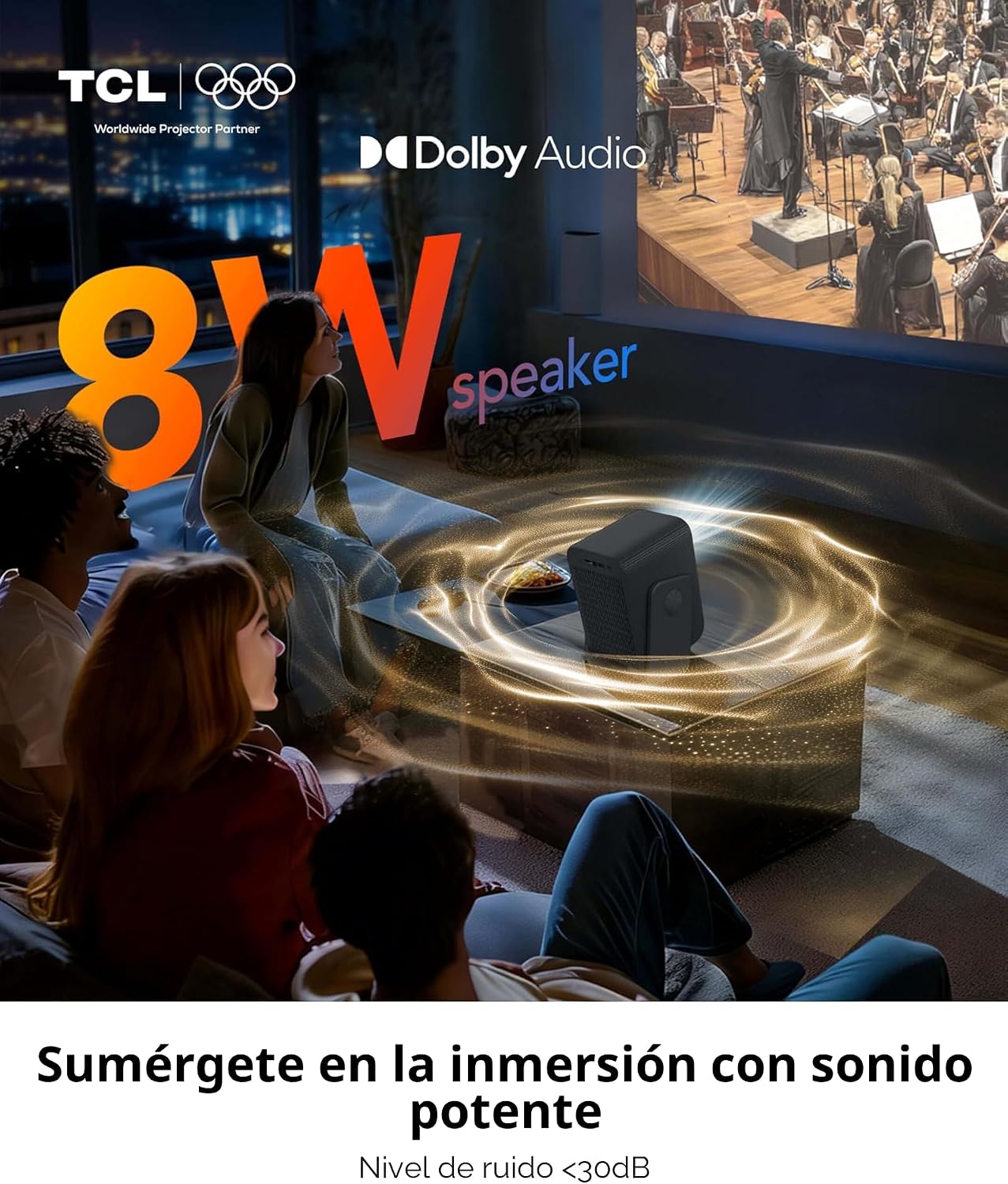 TCL C1 Smart Google TV Projector, WiFi y Bluetooth, cardán giratori...