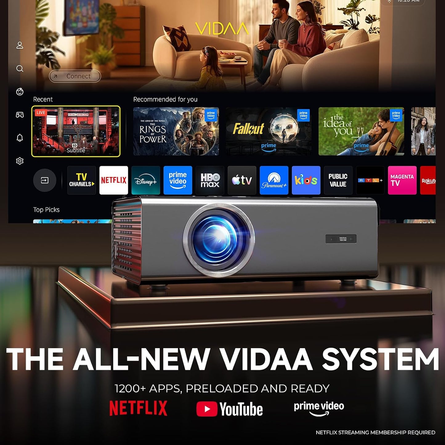 Proyector 4K con VIDAA Smart OS AI Auto Focus 60W Dolby Home Theate...