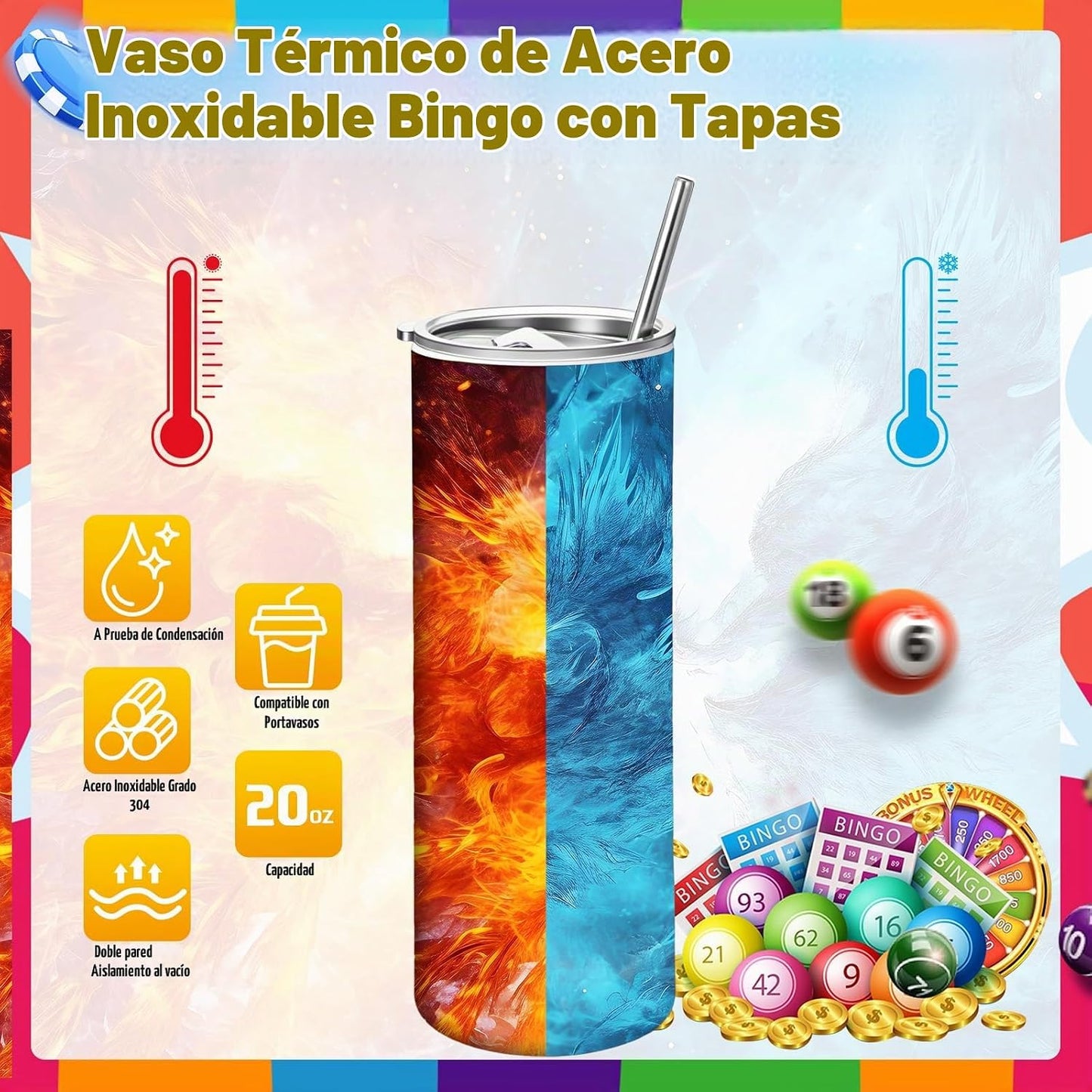 Hsei Paquete de 6 vasos de bingo de 20 onzas, regalos de premios de...