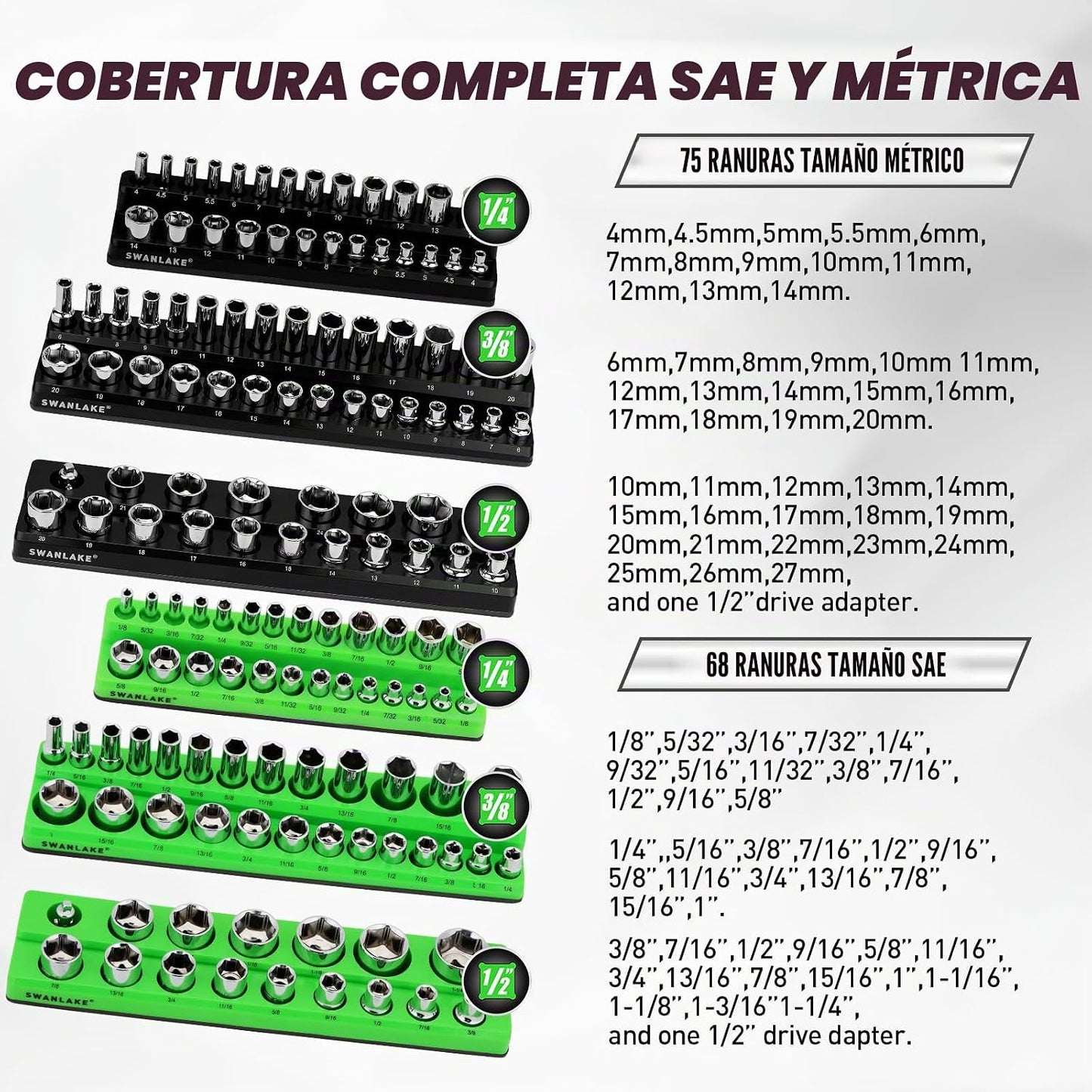 Juego de 20 organizadores magnéticos de herramientas de 1\/4 pulgad...