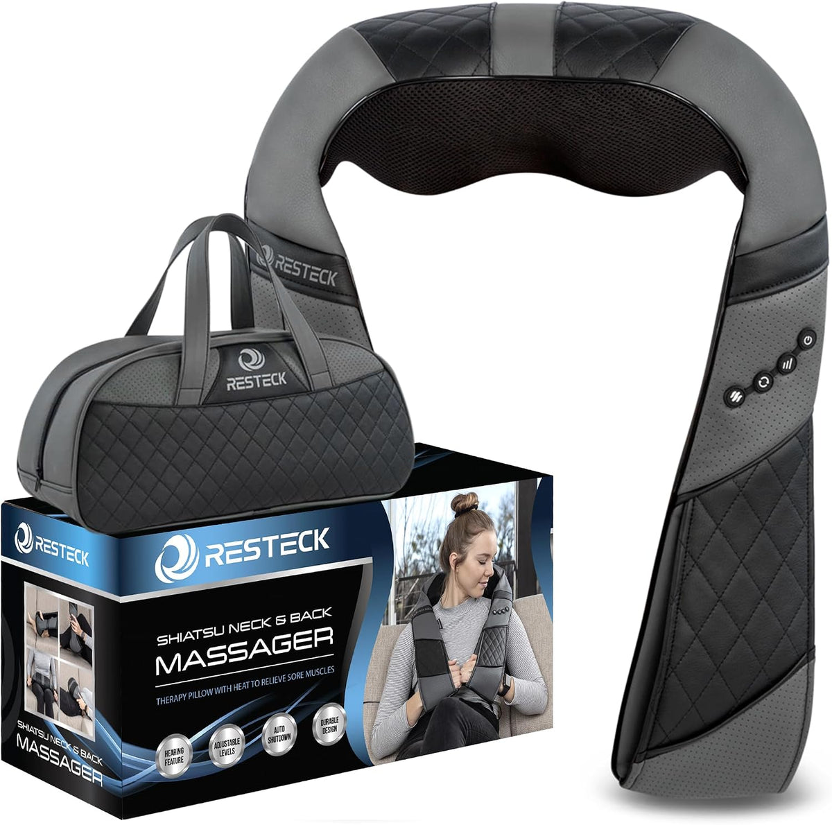 RESTECK Masajeadores para Cuello y Espalda con Calor - Almohada de...