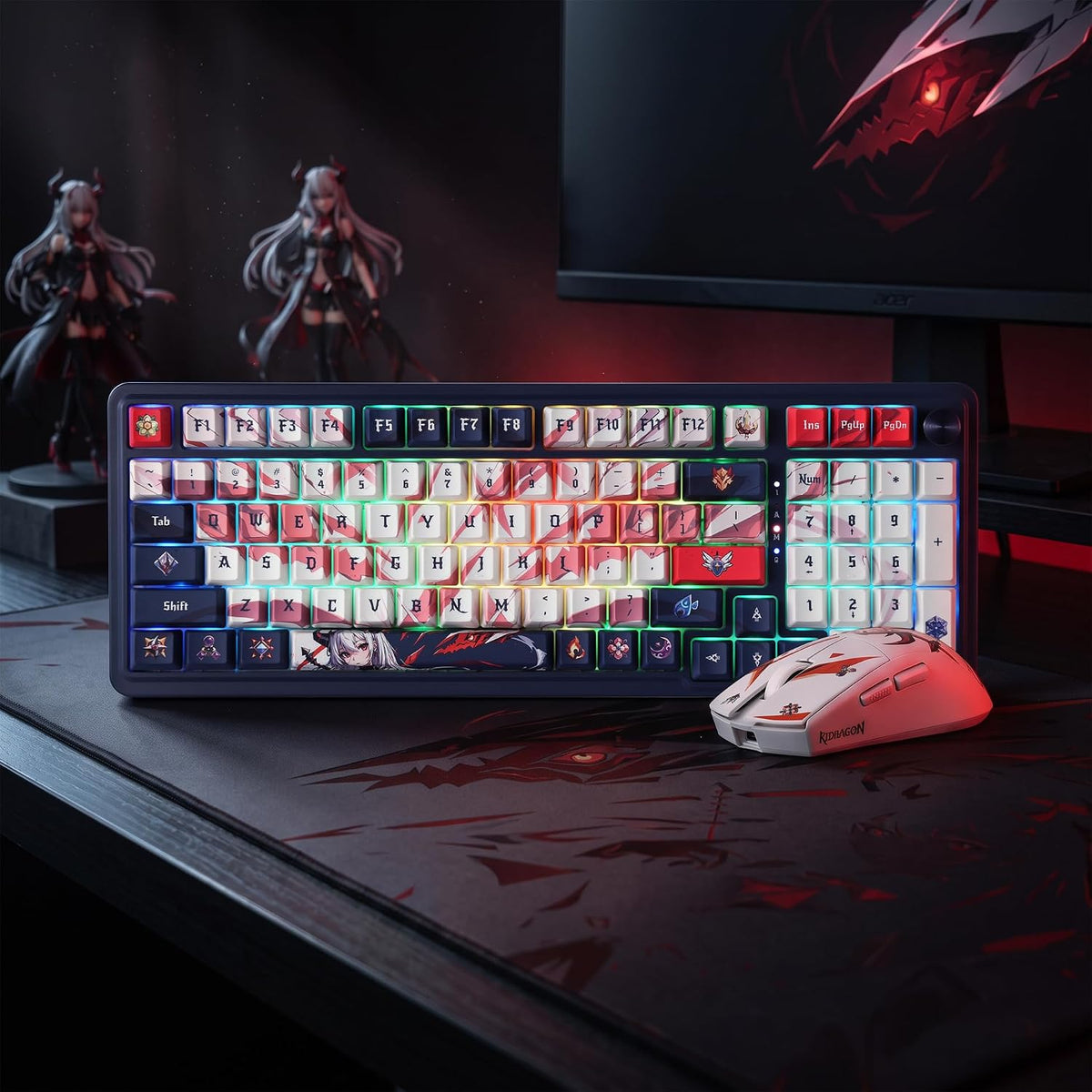 Redragon Eisa - Combo de teclado y mouse anime, K686 PRO SE de 98 t...