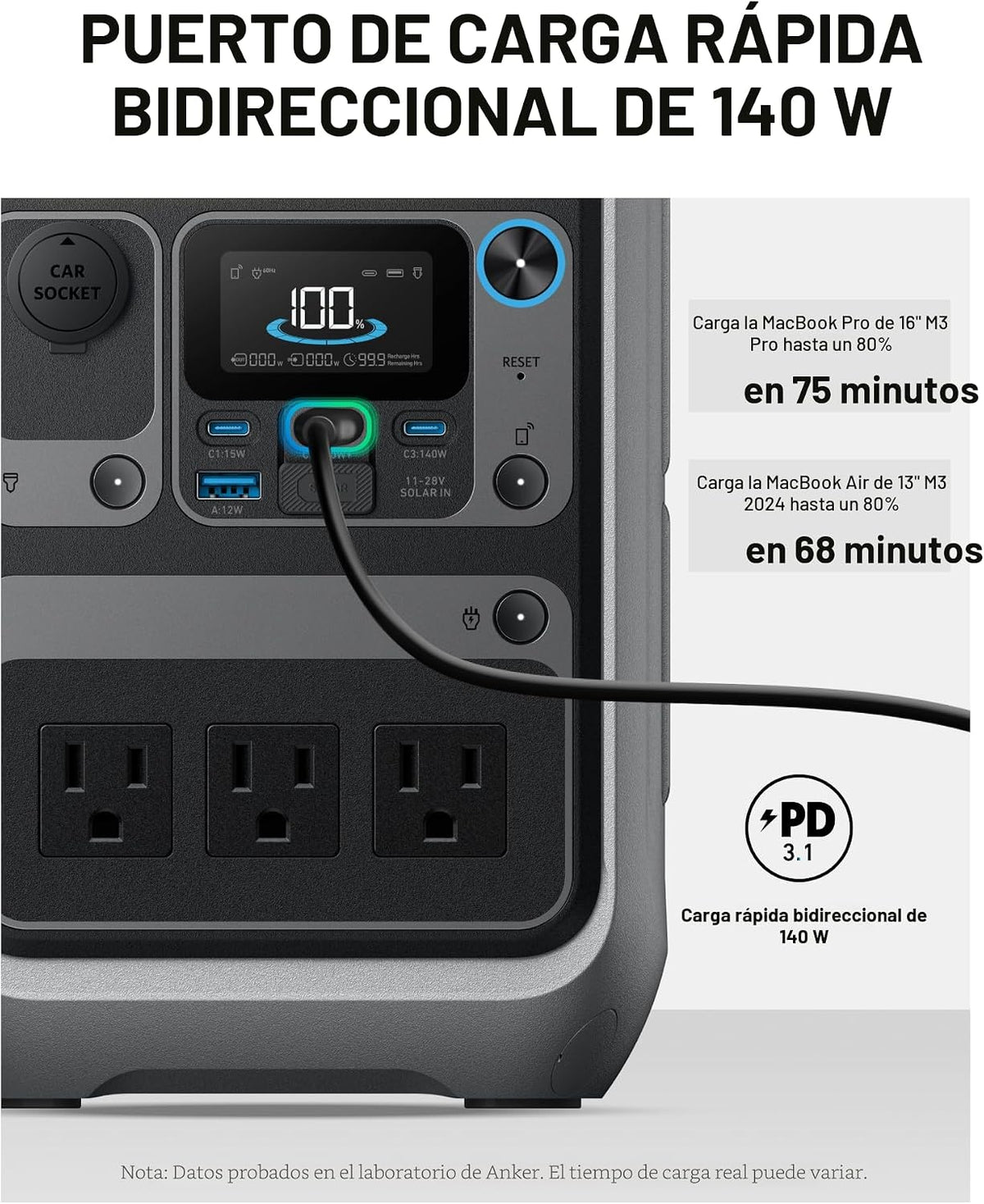 Anker Estación de energía portátil SOLIX C300, batería LiFePO4 de 2...