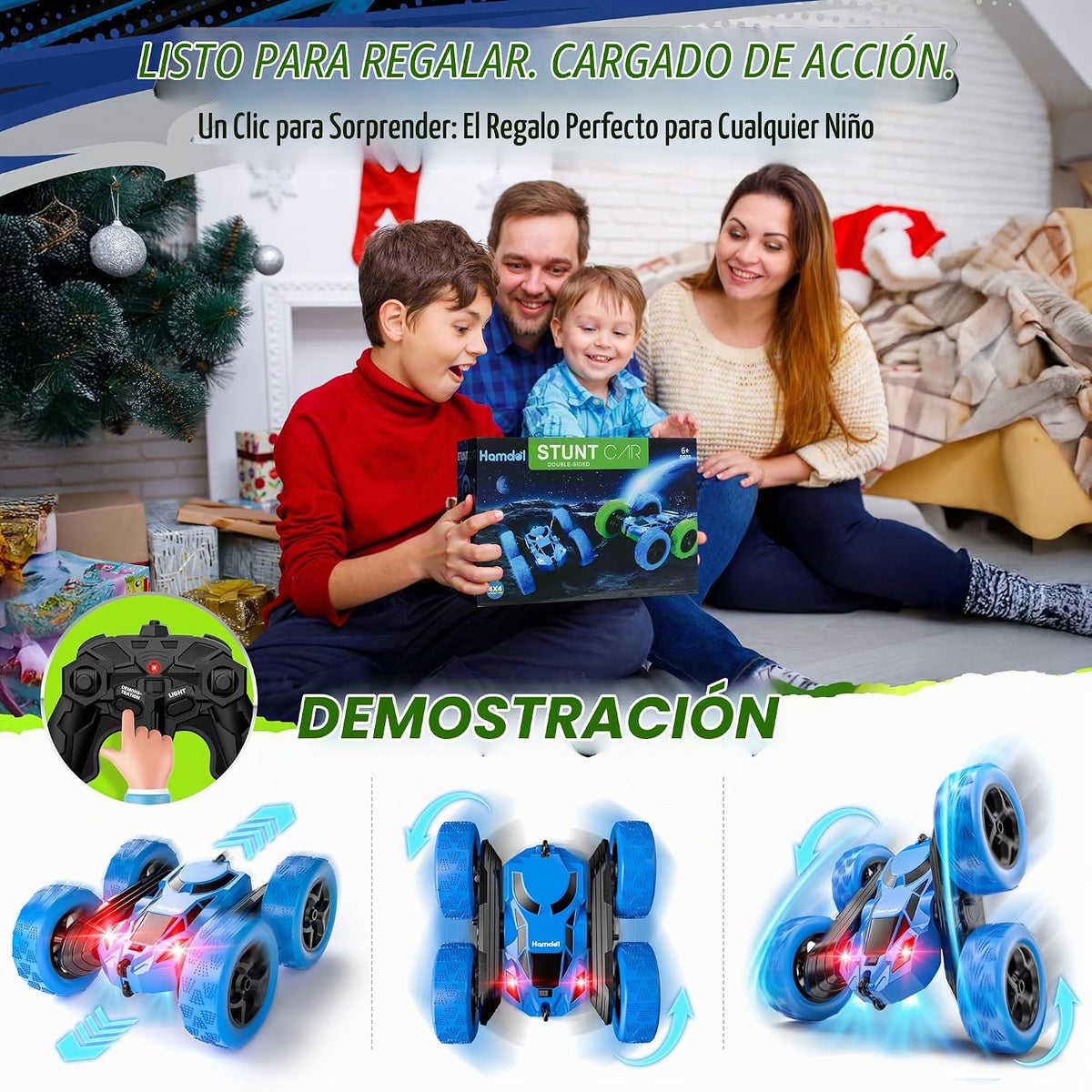 Hamdol Auto de acrobacias con control remoto para niños, juguete RC...