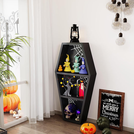 LUPWNEKA Estantería gótica de ataúd de Halloween de 24 pulgadas con...