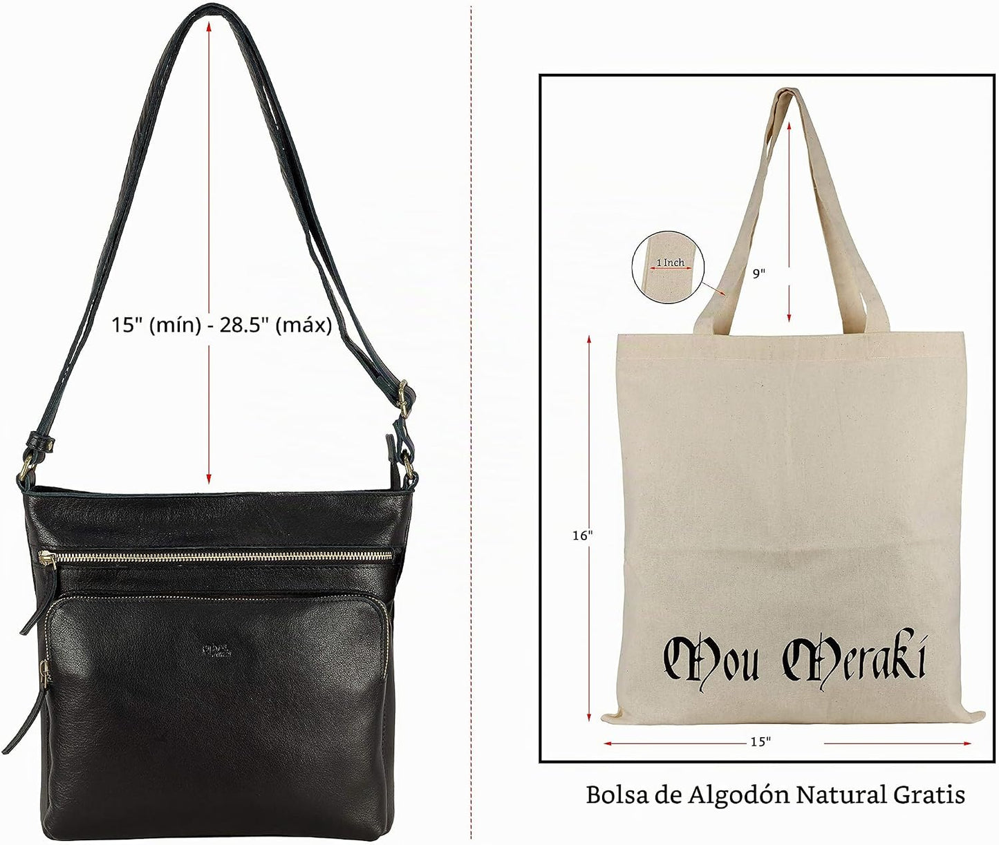 Mou Meraki Bolso cruzado de cuero genuino y bolsos - Bolso cruzado...