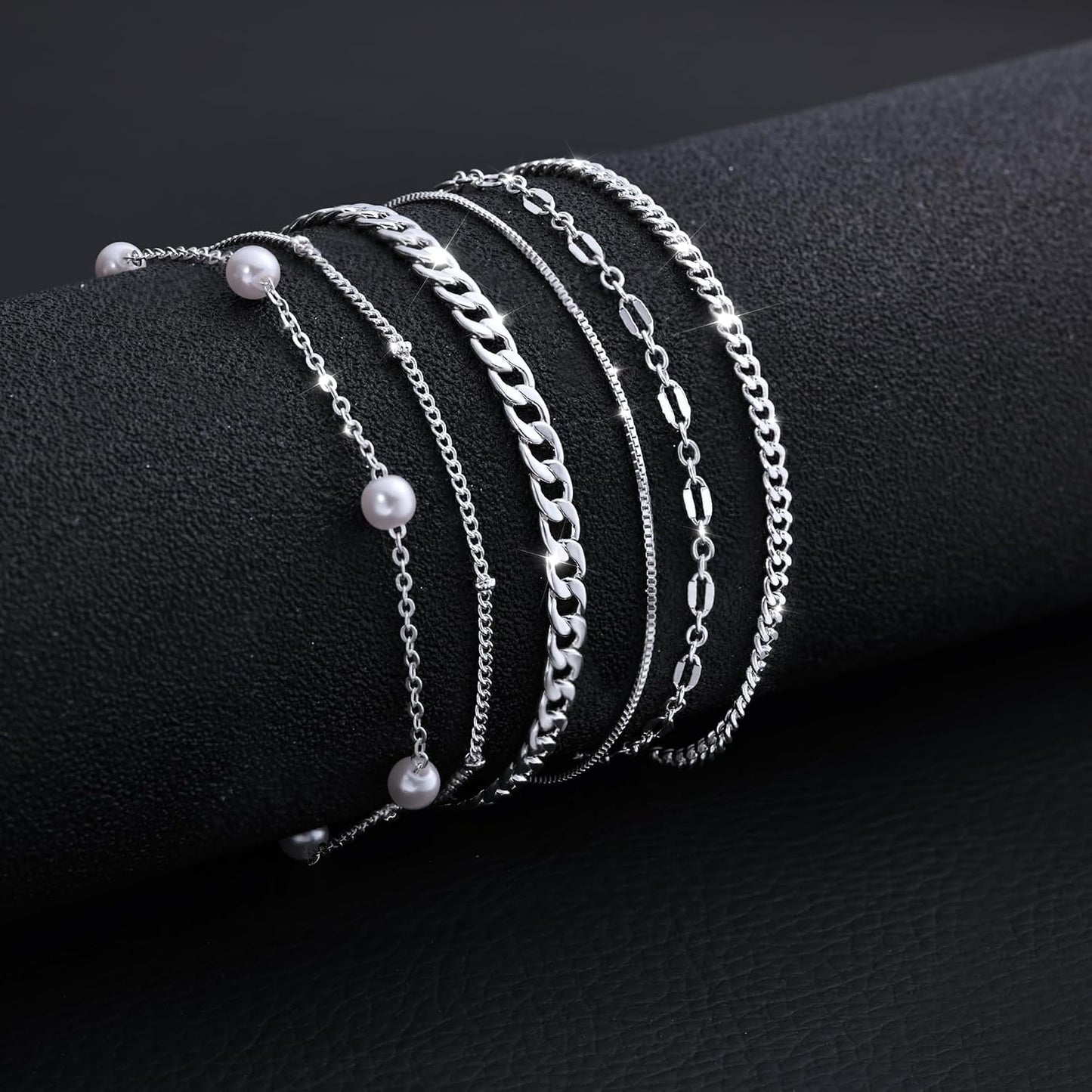 MBW Pulseras chapadas en plata para mujer, delicadas pulseras de pl...